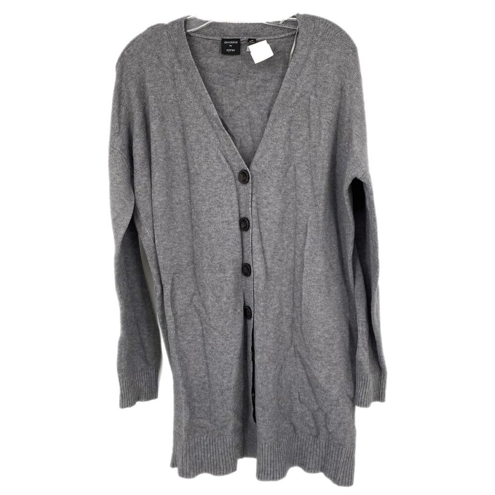 Cyrus Gray Button-Up Cardigan | V-Neck, Size M
